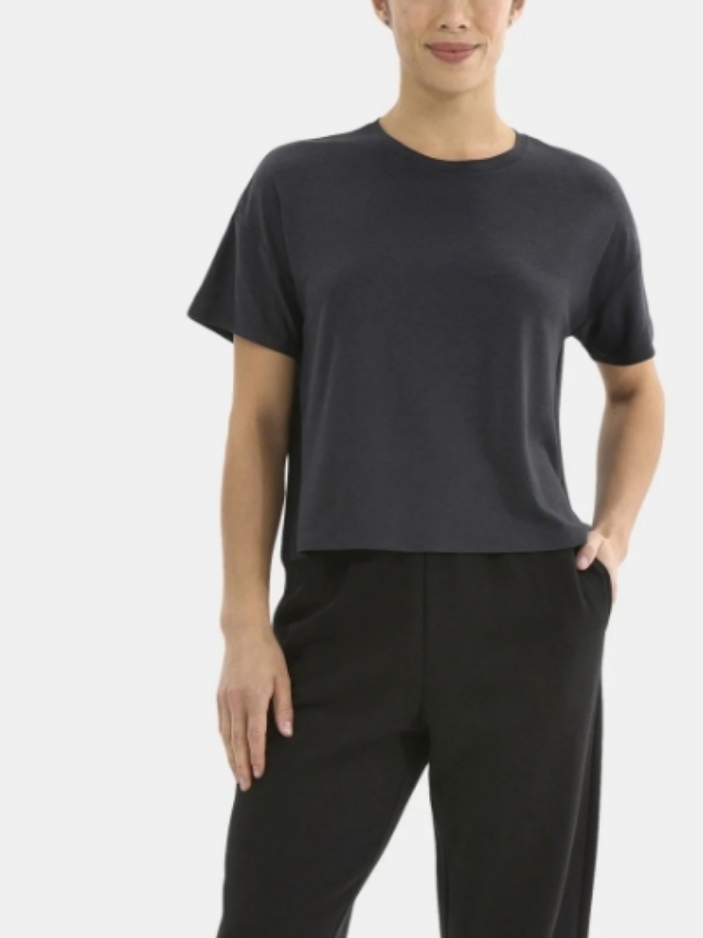 Athletic Works Black Butter Core Crop Crewneck Tee Short Sleeves NWT Size XS